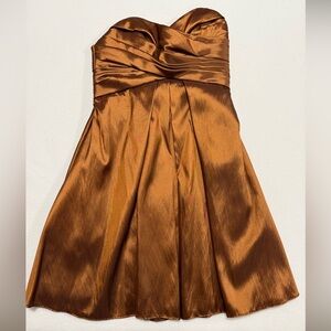 WTOO By Watters Womens 6 Bronze Cocktail Dress Sweetheart Spaghetti Straps